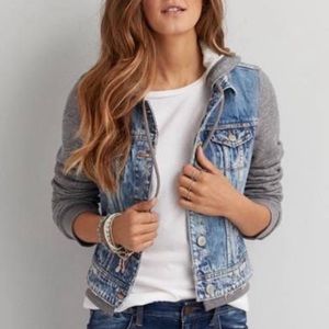 American Eagle jean jacket hoodie
